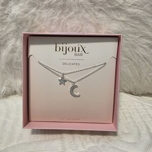 Bijoux Bar Silver Star & Moon Layered Necklace - Silver